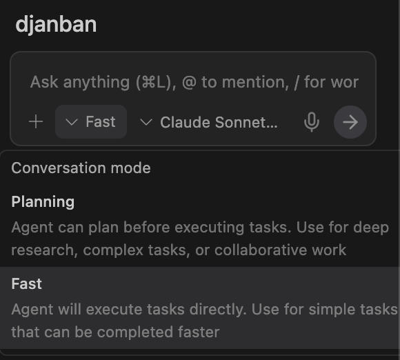 Antigravity conversation settings